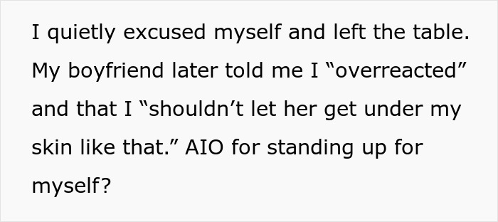 Text showing a woman feeling shocked after being called a downgrade by boyfriend’s mom and compared to his classy ex.