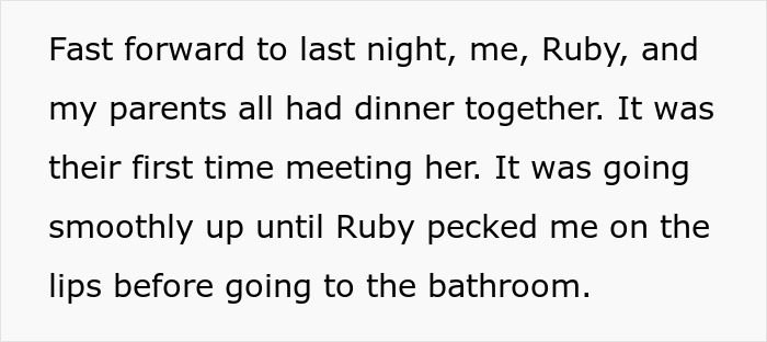 Couple with 16-year age difference at dinner, woman’s parents disapprove, leading to tension and her leaving mid-meal. Couple with 16-year age difference at dinner, woman’s parents disapprove, leading to tension and her leaving mid-meal.