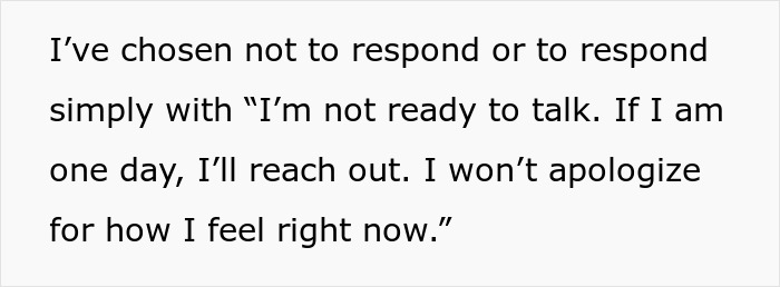 Text image showing a thoughtful message about choosing not to respond, reflecting on feelings in a longtime friends ghost friend bday context.