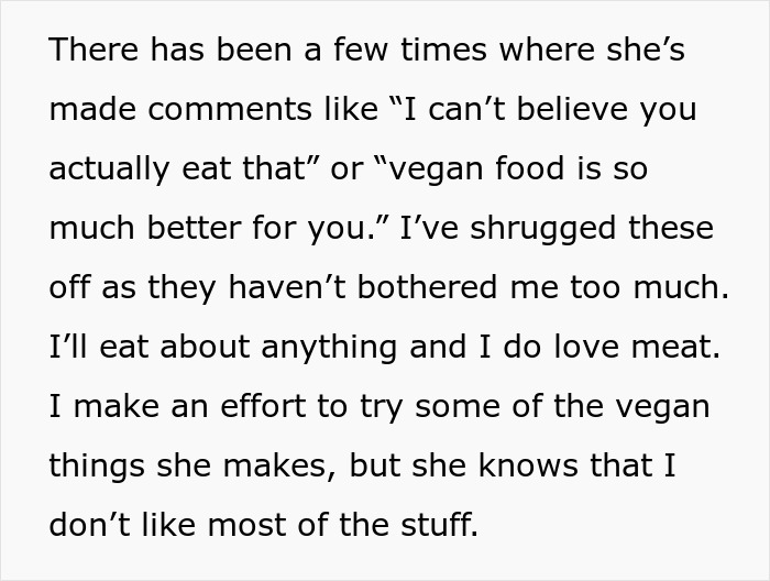 Man refusing to eat vegan meal prepared for his girlfriend’s birthday showing reluctance to vegan food.