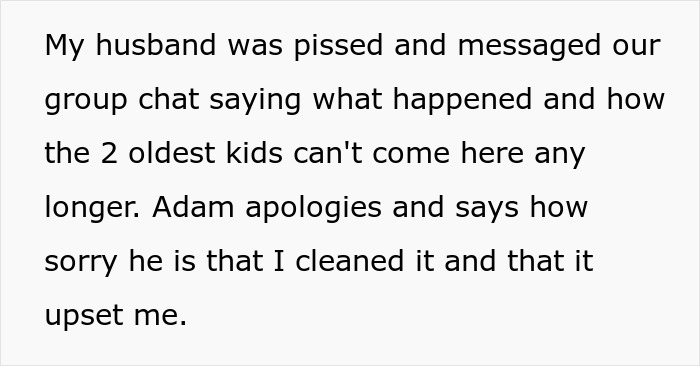 Text message about couple kicking out roomie after his kids cause damage by covering everything in pee despite prior warnings. Text message about couple kicking out roomie after his kids cause damage by covering everything in pee despite prior warnings.