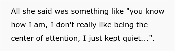 Text on a plain background showing a quote about not liking being the center of attention and choosing to stay quiet. Text on a plain background showing a quote about not liking being the center of attention and choosing to stay quiet.