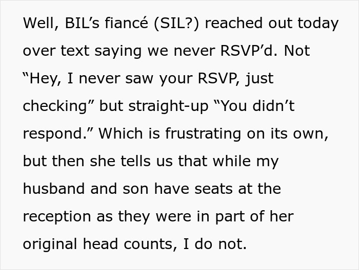 Mother of ring bearer shocked to learn she was left off bride’s guest list despite RSVP and help with wedding planning.