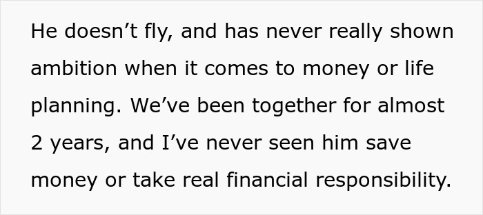 Text excerpt discussing a woman planning to move Alaska alone despite her partner's lack of ambition and financial responsibility. Text excerpt discussing a woman planning to move Alaska alone despite her partner's lack of ambition and financial responsibility.