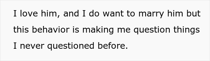 Text on a white background stating the bride questioning her groom-to-be’s cold feet behavior before their wedding. Text on a white background stating the bride questioning her groom-to-be’s cold feet behavior before their wedding.