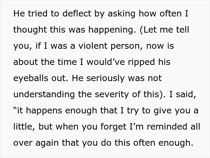 Text excerpt from a wife expressing frustration and feeling grossed out by her husband’s behavior, unable to come back from it. Text excerpt from a wife expressing frustration and feeling grossed out by her husband’s behavior, unable to come back from it.