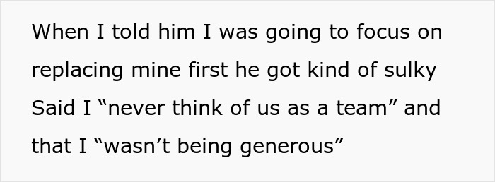 Text excerpt showing a jobless guy upset after his provider girlfriend won $20K and won’t buy him a car. Text excerpt showing a jobless guy upset after his provider girlfriend won $20K and won’t buy him a car.