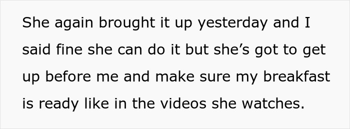 Alt text: Text excerpt about a woman asking husband to be a tradwife and the duties expected in that role. Alt text: Text excerpt about a woman asking husband to be a tradwife and the duties expected in that role.