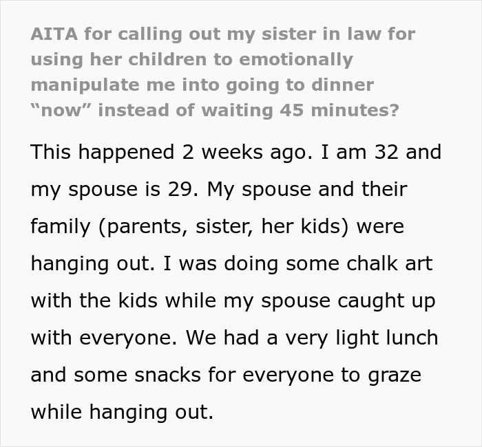 Man trying to save $100 on dinner with coupon gets accused of being cheap by sister-in-law during family gathering.