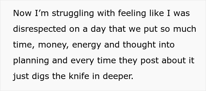 Text showing struggle with feeling disrespected after months of planning an elegant wedding ruined by rude aunt’s fast-food wrappers. Text showing struggle with feeling disrespected after months of planning an elegant wedding ruined by rude aunt’s fast-food wrappers.