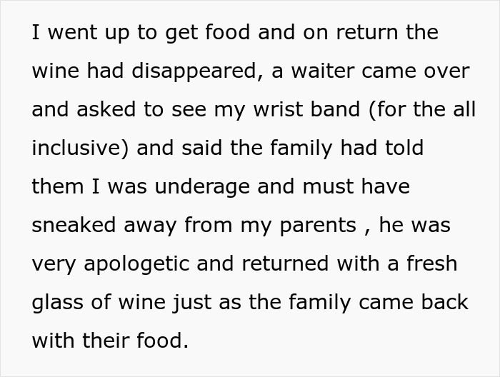 Text describing a solo traveler accused by an entitled lady of drinking alcohol in front of her kids while on vacation. Text describing a solo traveler accused by an entitled lady of drinking alcohol in front of her kids while on vacation.