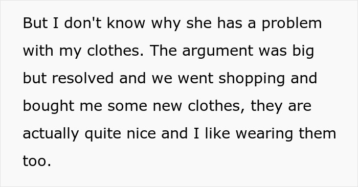 Text about girlfriend behaviour change in a relationship describing a resolved argument over clothes and shopping together.