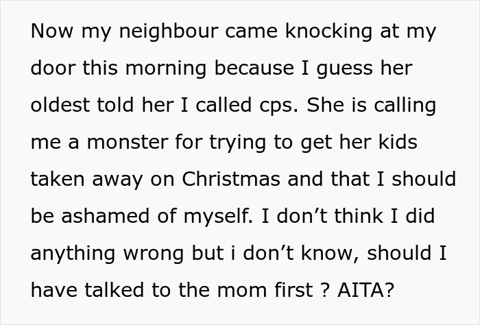 Neighbor calls CPS after mom throws kid out on cold Christmas night for not making bed, causing community outrage.