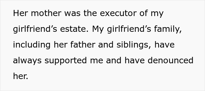 Text excerpt about a man concerned over late girlfriend’s mom possibly suing him for $100K, seeking legal advice. Text excerpt about a man concerned over late girlfriend’s mom possibly suing him for $100K, seeking legal advice.