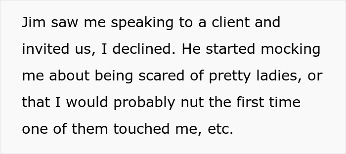 Text on white background describing a man mocking coworker for not having fun in Vegas by leaving escort cards in his bag. Text on white background describing a man mocking coworker for not having fun in Vegas by leaving escort cards in his bag.