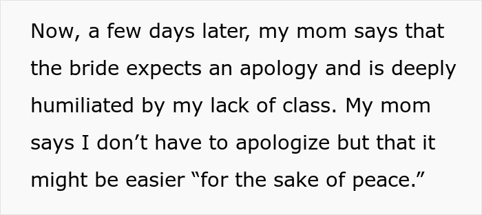 Text excerpt from a story about a young mom facing family conflict after bringing her illegitimate kid to a wedding.