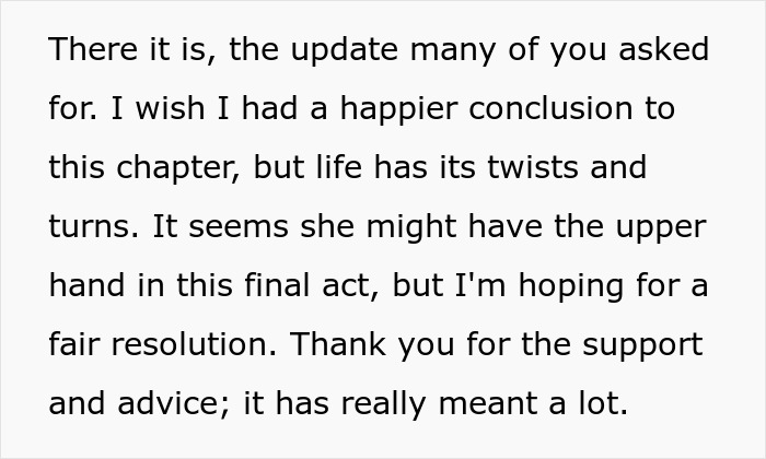 Text update from a man about the twisted outcome his hired PI found regarding his partner, seeking a fair resolution. Text update from a man about the twisted outcome his hired PI found regarding his partner, seeking a fair resolution.