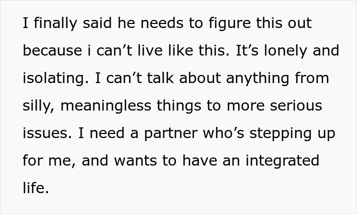 Text excerpt showing a wife expressing frustration and loneliness, feeling grossed out by husband and needing change. Text excerpt showing a wife expressing frustration and loneliness, feeling grossed out by husband and needing change.