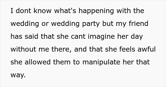 Text message about a maid of honor refusing to hide psoriasis for friend’s wedding, leading to a ban without body makeup. Text message about a maid of honor refusing to hide psoriasis for friend’s wedding, leading to a ban without body makeup.