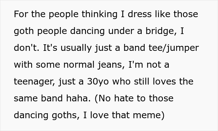 Text about personal style clarifying clothing choice, relating to girlfriend behaviour change relationship in casual context.