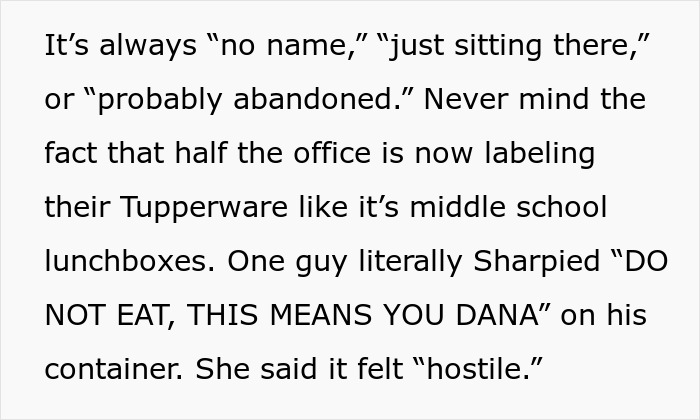 Office workers adding Do Not Eat labels to lunch containers to protect their food from lunch thieves in the workplace. Office workers adding Do Not Eat labels to lunch containers to protect their food from lunch thieves in the workplace.