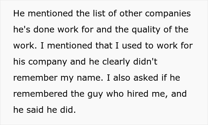 Text excerpt about underpaid employee recalling work experience, highlighting control of big money projects and rejection of former boss. Text excerpt about underpaid employee recalling work experience, highlighting control of big money projects and rejection of former boss.