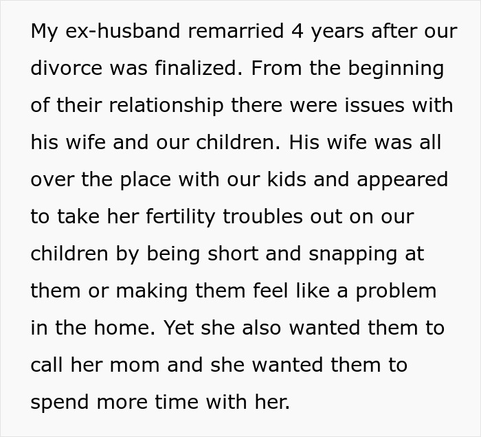 Text about stepmom causing issues with kids by snapping and wanting more attention, highlighting stepmom makes kids lives hell. Text about stepmom causing issues with kids by snapping and wanting more attention, highlighting stepmom makes kids lives hell.