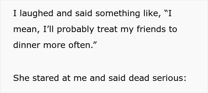 Text excerpt showing a conversation with one person threatening to block her bestie over inheritance and childhood struggles.