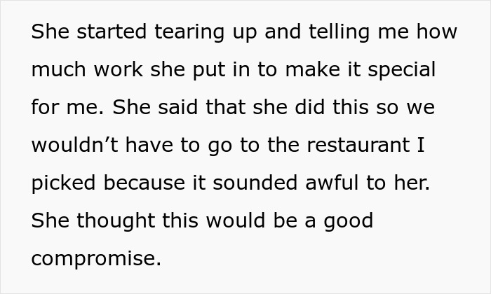 Alt text: Person explaining refusing to eat vegan meal made by girlfriend on her birthday causing emotional tension. Alt text: Person explaining refusing to eat vegan meal made by girlfriend on her birthday causing emotional tension.