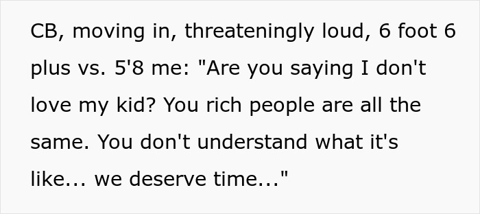 Text excerpt showing a loud neighbor confrontation involving free babysitters at a rental cabin with clueless neighbors. Text excerpt showing a loud neighbor confrontation involving free babysitters at a rental cabin with clueless neighbors.