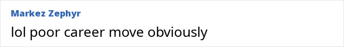 Comment text on white background reading lol poor career move obviously, related to Jiu-Jitsu trainer paralyzing student sparring incident. Comment text on white background reading lol poor career move obviously, related to Jiu-Jitsu trainer paralyzing student sparring incident.