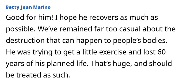 Comment by Betty Jean Marino expressing hope for recovery after tragic freak accident paralyzing Jiu-Jitsu student. Comment by Betty Jean Marino expressing hope for recovery after tragic freak accident paralyzing Jiu-Jitsu student.