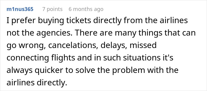 User comment about buying tickets directly from airlines highlighting tips on cheapest airfare and best time to buy plane tickets.