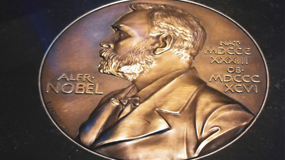 Bronze Nobel Prize medal featuring Alfred Nobelu2019s profile, symbolizing achievements linked to scandals in human history.