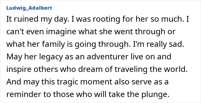 Comment expressing sadness and tribute to adventurer after tourist's final post goes viral following volcano abandonment. Comment expressing sadness and tribute to adventurer after tourist's final post goes viral following volcano abandonment.