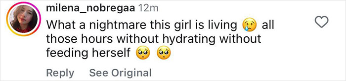 Instagram comment from user milena_nobregaa expressing concern about a female tourist abandoned by guide during Indonesian volcano hike.