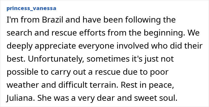 Comment from a user expressing condolences and mentioning search and rescue efforts after tourist abandoned in active volcano. Comment from a user expressing condolences and mentioning search and rescue efforts after tourist abandoned in active volcano.