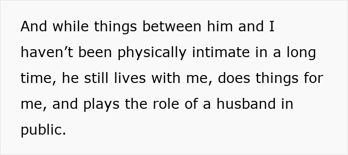 Text excerpt describing a wife wondering if her husband loves her despite living together amid an eight-year affair. Text excerpt describing a wife wondering if her husband loves her despite living together amid an eight-year affair.