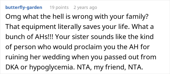 Comment discussing family conflict over health risks at a sister’s wedding photo, highlighting refusal to compromise health. Comment discussing family conflict over health risks at a sister’s wedding photo, highlighting refusal to compromise health.