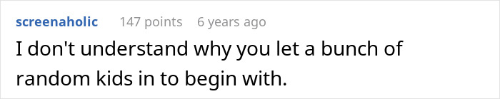 Screenshot of a social media comment questioning why random kids were allowed in, related to clueless neighbors babysitting. Screenshot of a social media comment questioning why random kids were allowed in, related to clueless neighbors babysitting.