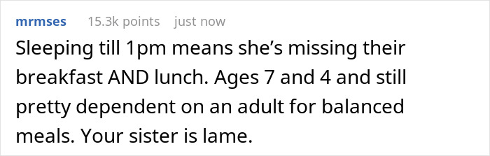 Comment highlighting man playing chef for sister's kids while she sleeps, showing family dynamics and responsibility. Comment highlighting man playing chef for sister's kids while she sleeps, showing family dynamics and responsibility.