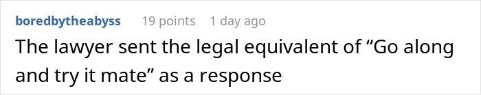 Screenshot of Reddit comment about a lawyer’s response to man concerned about lawsuit demand from late girlfriend’s mom. Screenshot of Reddit comment about a lawyer’s response to man concerned about lawsuit demand from late girlfriend’s mom.