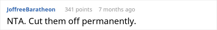 Screenshot of an online comment urging to cut brother out of life after his lie to CPS upends sister's life permanently. Screenshot of an online comment urging to cut brother out of life after his lie to CPS upends sister's life permanently.