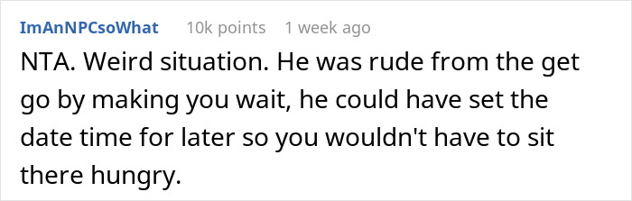 Screenshot of a Reddit comment discussing a rude guy demanding payment after a woman says there’s no spark on a first date.
