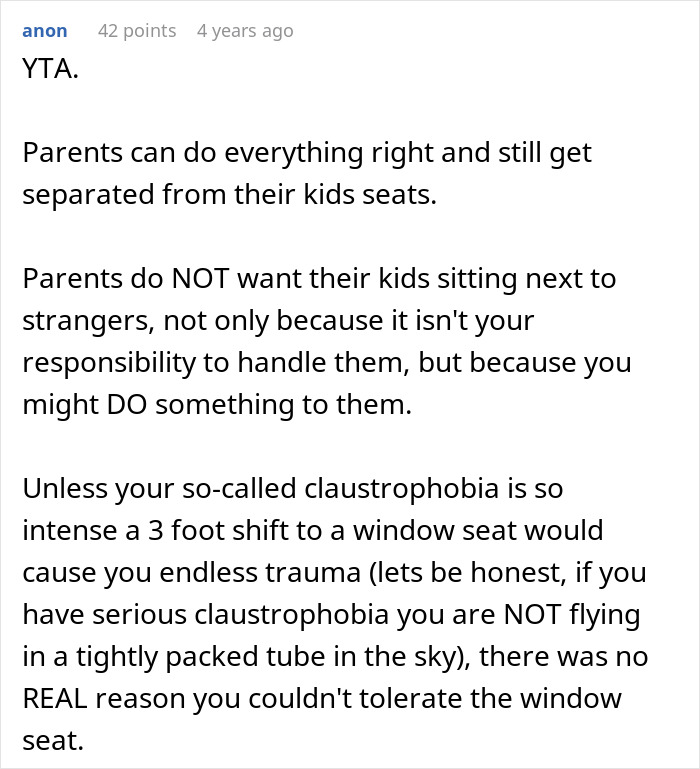 AITA discussion about not switching seats with a mother on an airplane and ignoring her children’s behavior. AITA discussion about not switching seats with a mother on an airplane and ignoring her children’s behavior.