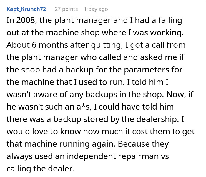 Text post about a man controlling big money projects after conflict with his former boss who underpaid and fired family. Text post about a man controlling big money projects after conflict with his former boss who underpaid and fired family.