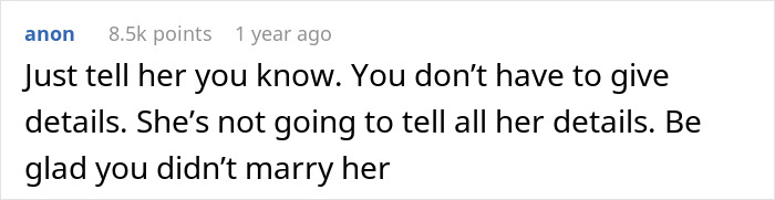 Comment discussing how a man struggles with revelations from a private investigator about his partner. Comment discussing how a man struggles with revelations from a private investigator about his partner.