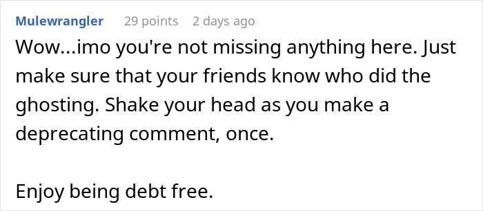 Screenshot of an online discussion about a woman wanting half of her best friend's inheritance and facing blockage after refusal.