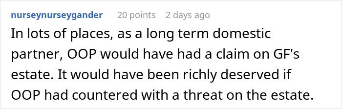 Man concerned late girlfriend's mom might file lawsuit demanding $100K seeks legal advice in online forum discussion. Man concerned late girlfriend's mom might file lawsuit demanding $100K seeks legal advice in online forum discussion.