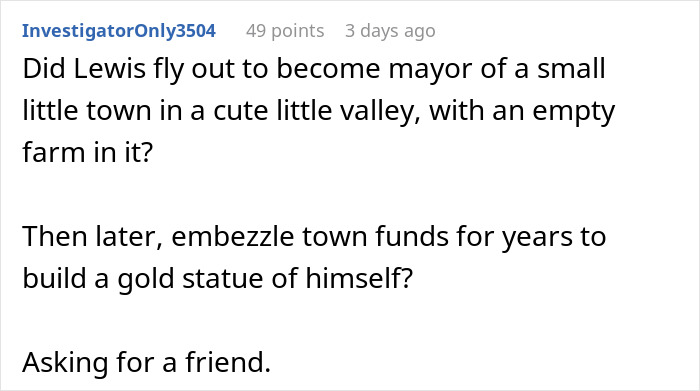 Reddit comment text discussing a fictional story about an influencer marketing coworker living a lie that unraveled. Reddit comment text discussing a fictional story about an influencer marketing coworker living a lie that unraveled.